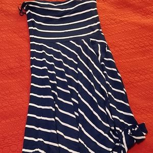 Ann tayor dress blue and white diagonal stripes